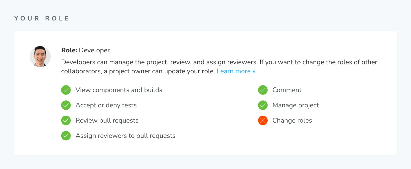 Project manage page your role
